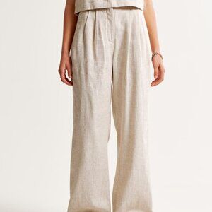A&F Sloane Tailored Linen-Blend Pant (Light Beige)